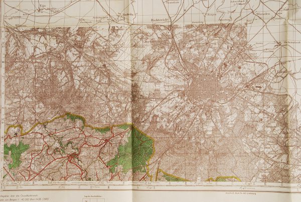 Large WW2 German Map - Aachen / Gemmenich