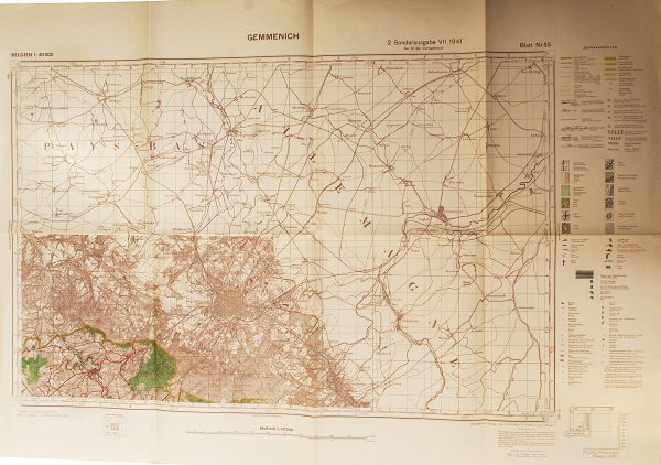 Large WW2 German Map - Aachen / Gemmenich