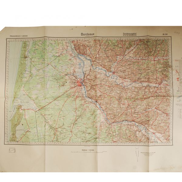 WWII German map of Bordeaux region, France