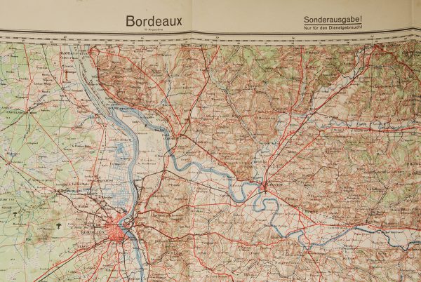 WWII German map of Bordeaux region, France