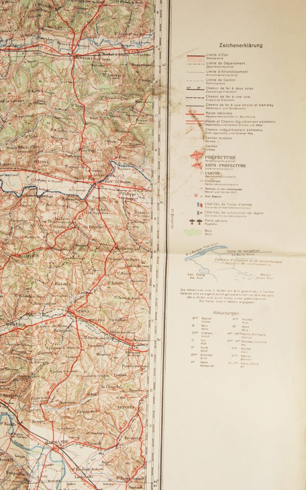 WWII German map of Bordeaux region, France