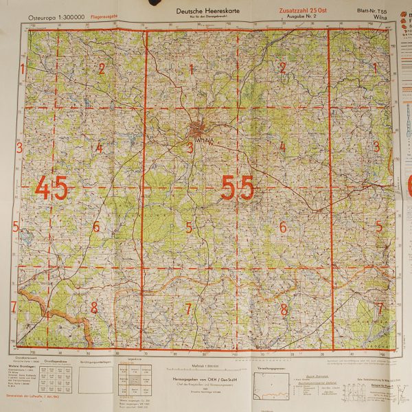 WWII German Eastern front map - Wilna, Lithuania