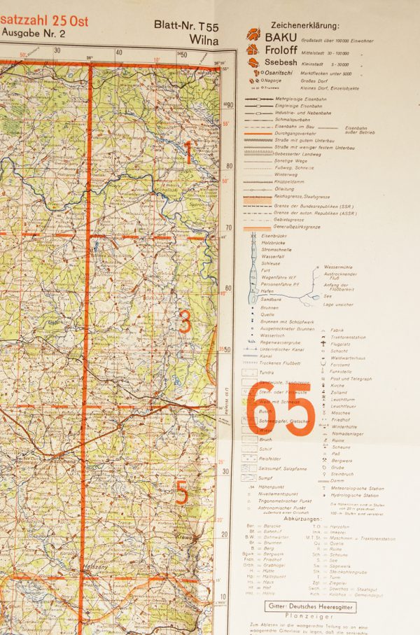 WWII German Eastern front map - Wilna, Lithuania