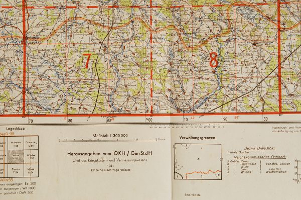 WWII German Eastern front map - Wilna, Lithuania