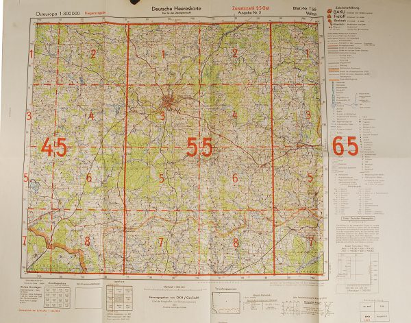 WWII German Eastern front map - Wilna, Lithuania