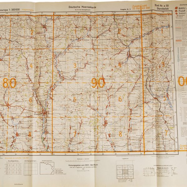 WWII German Eastern front map, Russia- Starobelsk