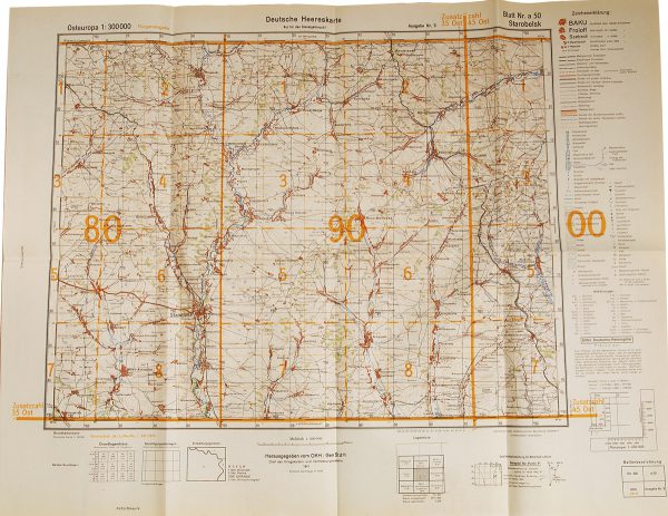 WWII German Eastern front map, Russia- Starobelsk