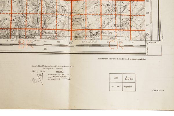 WWII German Map of Amiens France