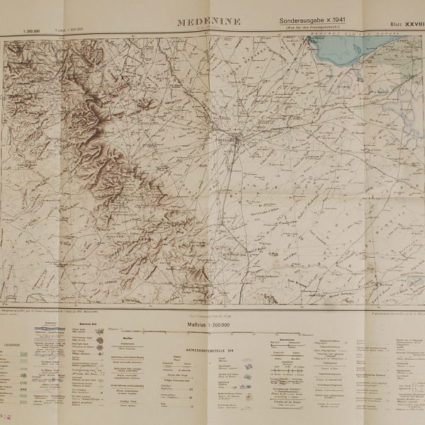 WWII German Afrika korps Map - Medenine, Tunisia