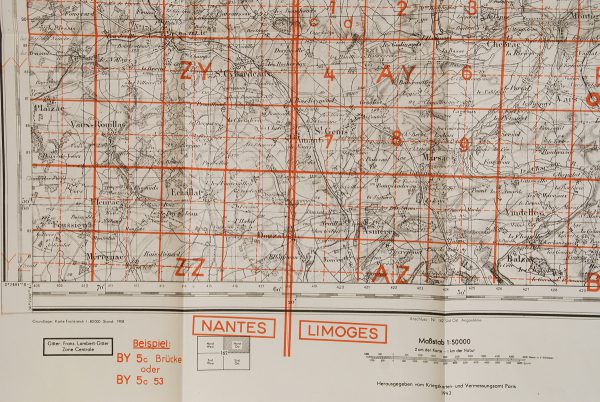 WWII German Map Limoges, France