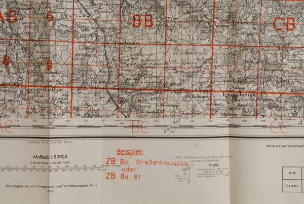 WWII German Artillery Map Nantes / Limoges, France