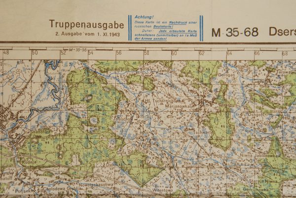 WWII German Russian Front map, Dsershinsk