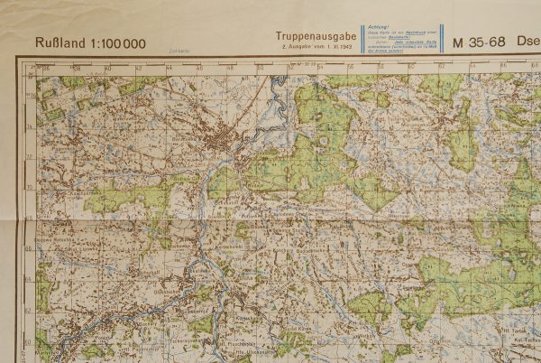 WWII German Russian Front map, Dsershinsk