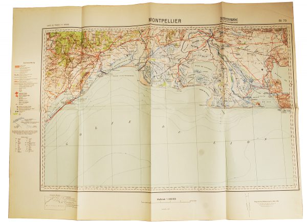 WWII German Map, Montpelier area, France