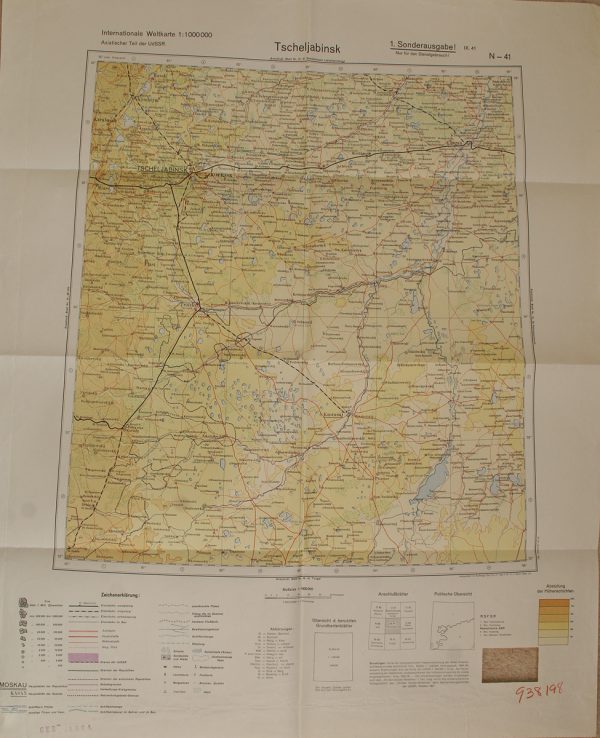 WWII German Russian Front Map - Tscheljabinsk