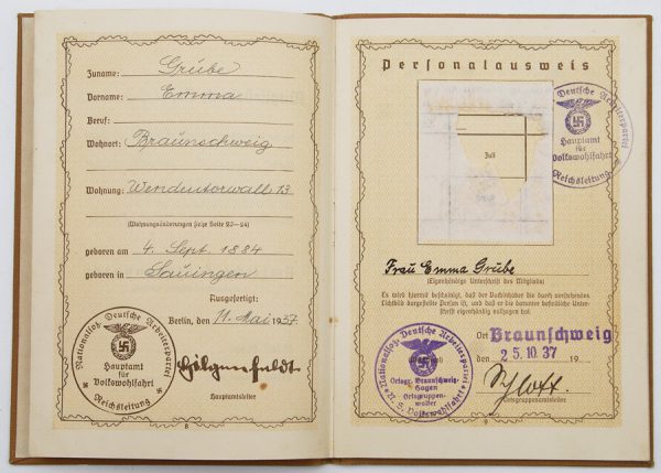 Third Reich Ausweis identity book
