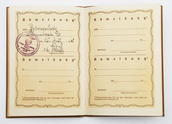 Third Reich Ausweis identity book