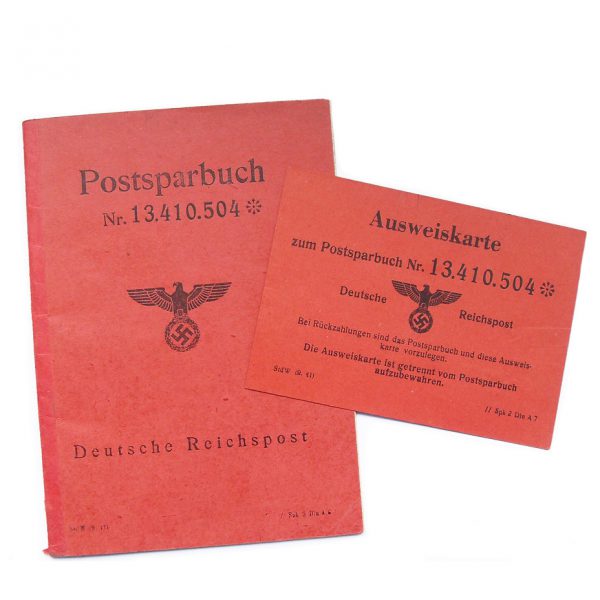 Reichspost Savings Book and matching Ausweiskarte card
