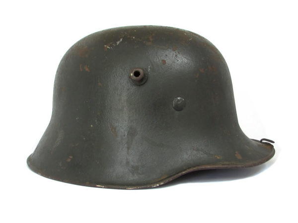 WWII German Re-issue M18 helmet with Tarnnetz hooks