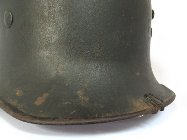 WWII German Re-issue M18 helmet with Tarnnetz hooks