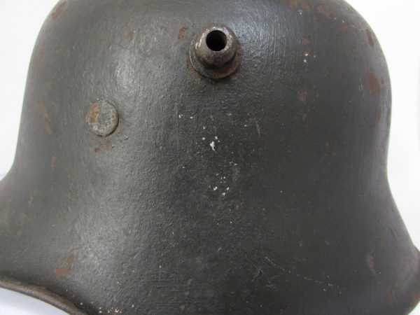 WWII German Re-issue M18 helmet with Tarnnetz hooks