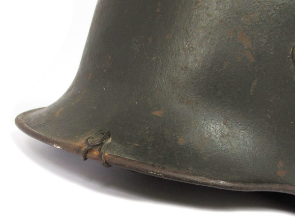 WWII German Re-issue M18 helmet with Tarnnetz hooks