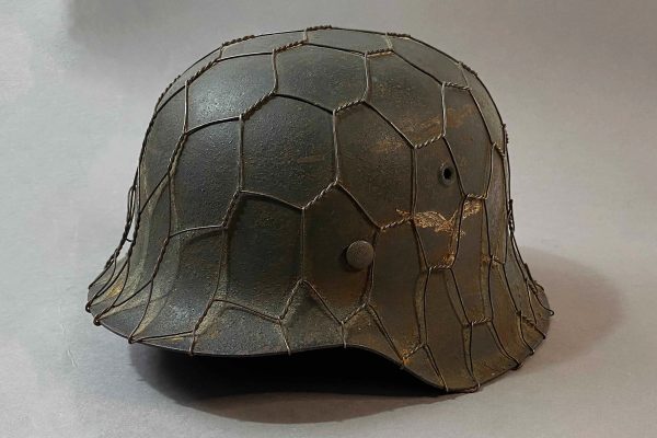 M42 Luftwaffe SD helmet with chicken wire from collection of John Burnett