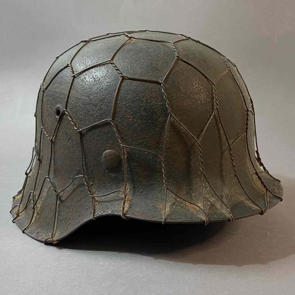 M42 Luftwaffe SD helmet with chicken wire from collection of John Burnett