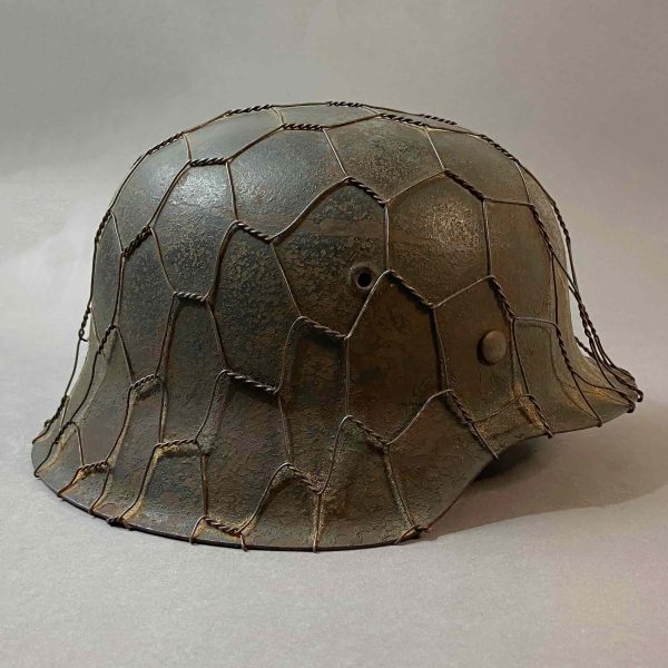 M42 Luftwaffe SD helmet with chicken wire from collection of John Burnett