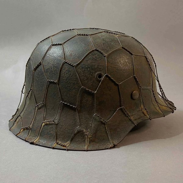 M42 Luftwaffe SD helmet with chicken wire from collection of John Burnett