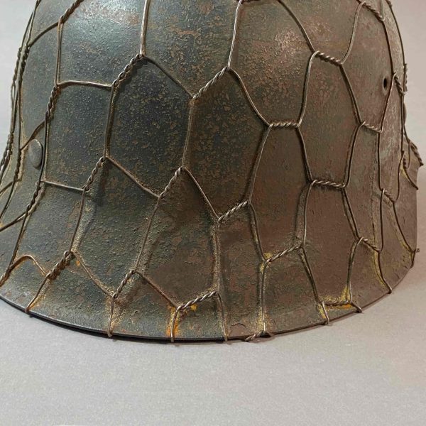 M42 Luftwaffe SD helmet with chicken wire from collection of John Burnett