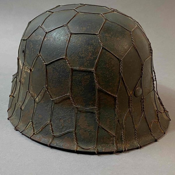 M42 Luftwaffe SD helmet with chicken wire from collection of John Burnett