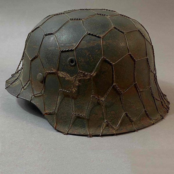 M42 Luftwaffe SD helmet with chicken wire from collection of John Burnett