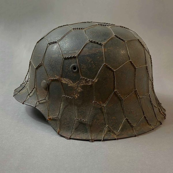 M42 Luftwaffe SD helmet with chicken wire from collection of John Burnett