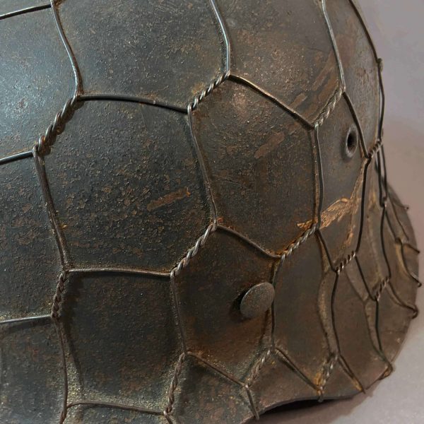 M42 Luftwaffe SD helmet with chicken wire from collection of John Burnett