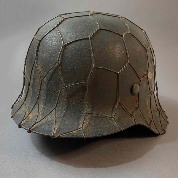 M42 Luftwaffe SD helmet with chicken wire from collection of John Burnett